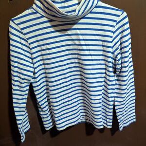 J. Crew Blue and White Striped Turtleneck